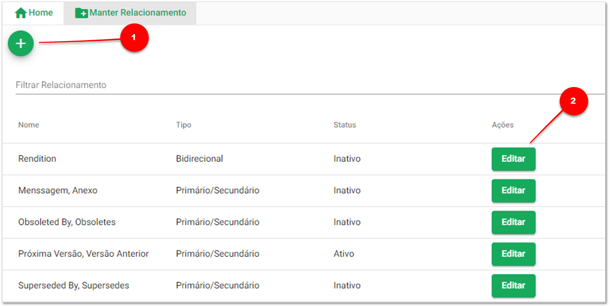 Cadastrar Relacionamento